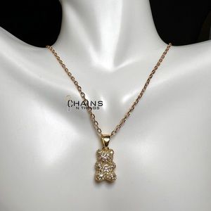 Gummy Bear Necklace 14k gold plated 15.5" cable chain Zircon Crystal summer girl